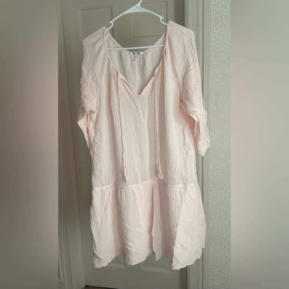Three Dots cotton dress/cover up size Large pale pink color